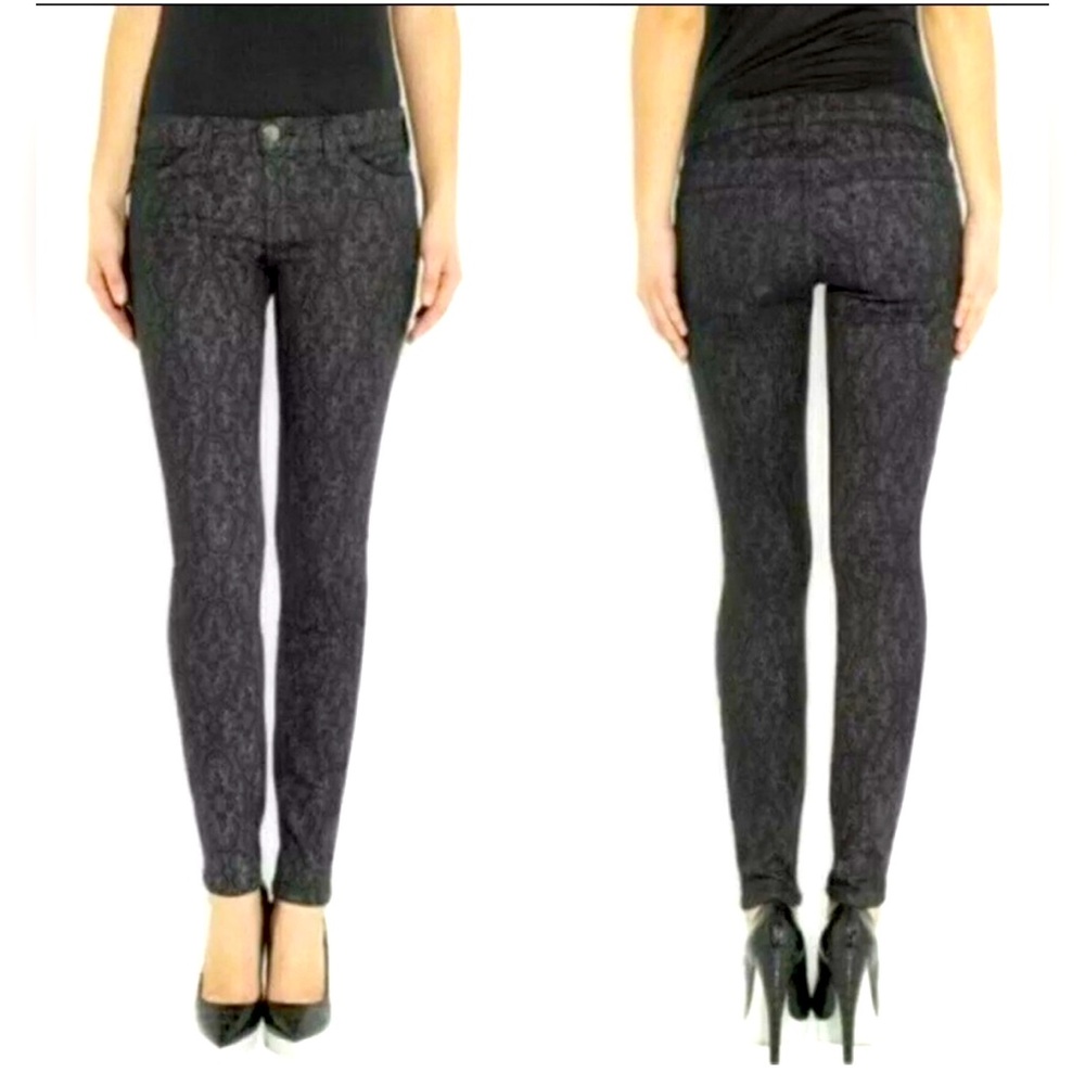 NWT Current/Elliott The Ankle Skinny Antique Black Lace Jeans Size 29
